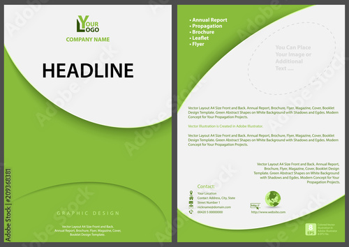 Green Abstract Flyer Template with Modern Simple Design - Graphics Illustrati...