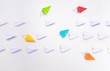 © Worawut - Group of paper planes in one direction and with one group individual pointing in the different way. Business for innovative solution concept.