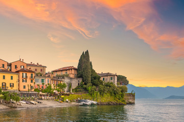 holidays in Italy - a view of the most  
beautiful lake in Italy, Varenna, Lago di Como. Evening time.