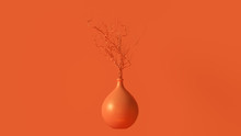 Orange Branches In A Orange Vase 3d Illustration