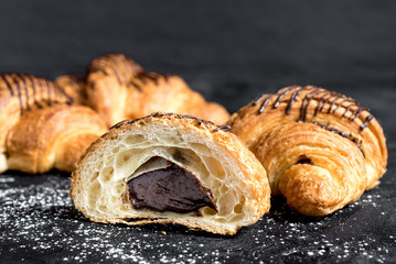 Tasty buns with chocolate filling