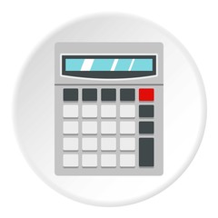 Poster - calculator icon in flat circle isolated on white background vector illustration for web