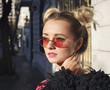© xo4uphoto - attractive woman in rose sunglasses with perfect skin