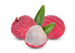 © boonchuay1970 - lychee with green leaves isolated on white background