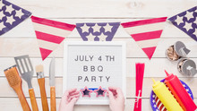 July 4th BBQ party sign
