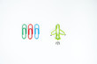 © magneticmcc - Business concept for group of stacked paperclip with another one green plane paperclip is point to another direction as a team leadership