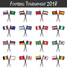Aufkleber - Set of national soccer team flags . Sport match concept . Watercolor art child painting flat design . Vector for international football tournament cup 2018