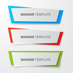 Set of geometric vector banners. Annotation ribbon. Advertising Design shape. Vector label tag.