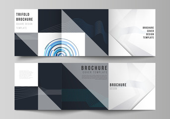 Poster - the minimal vector editable layout of two square format covers design templates with simple geometri
