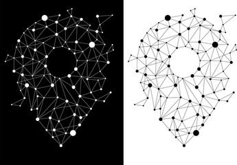 Aufkleber - Polygon location pin marker signage  dot connect: Concept for travel network