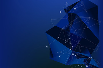 Poster - Blue background futuristic polygon and line connect dot with text space