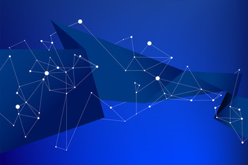 Poster - Futuristic Background Origami fold Stripe with Polygon Dot connect line