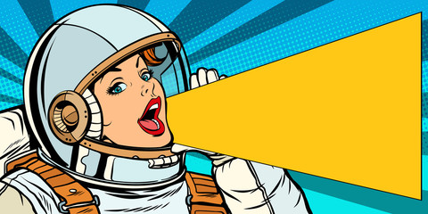 female astronaut is calling for a sale