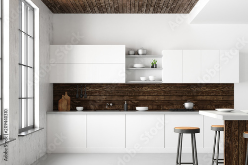 White loft kitchen interior