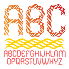 Poster - Set of vector rounded upper case alphabet letters isolated made with hot flaming design