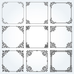 Wall Mural - Decorative frames and borders square set vector