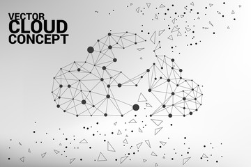 Poster - Cloud computing network concept polygon dot connected line : Concept of cloud server, Storage and data