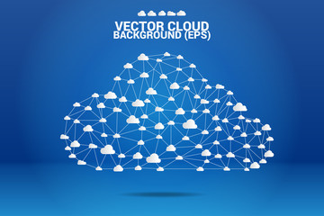 Poster - Cloud computing network concept polygon dot connected line : Concept of cloud server, Storage and data