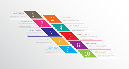 Wall Mural - Vector infographic templates used for detailed reports. All 10 topics.