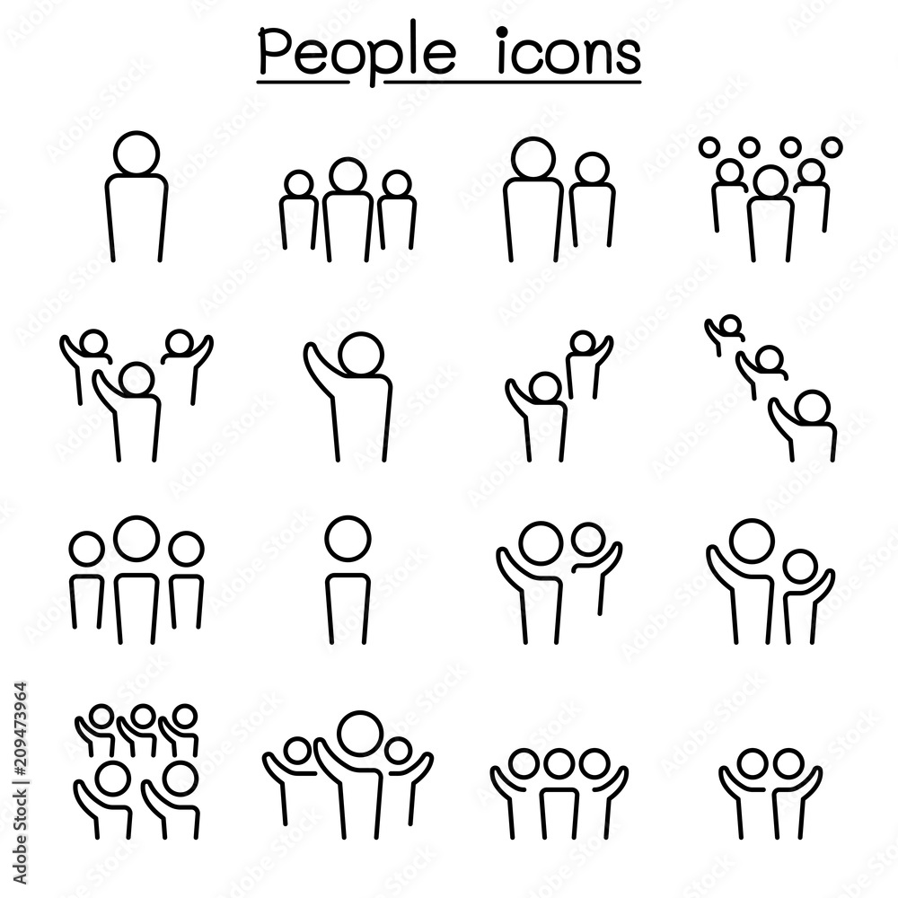 People icon set in thin line style Stock Vector | Adobe Stock