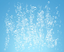 Bubbles Under Water On Blue Background Vector Illustration