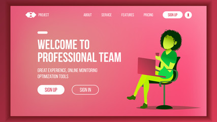 Wall Mural - Landing Web Page Design Vector. Website Business Concept. Shopping Online Web Design And Development. Future Gadget. Global Investment. Global Monitoring. Illustration