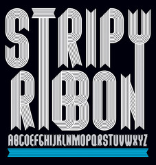 Poster - Vector trendy vintage capital English alphabet letters collection. Funky bold condensed font, typescript can be used in art creation. Created using geometric stripes.