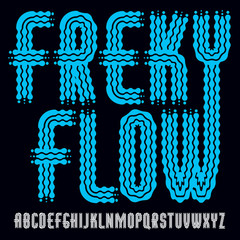 Poster - Vector funky upper case English alphabet letters collection. Rounded bold condensed type font, script from a to z can be used in retro poster design. Created using waves, flowing lines.