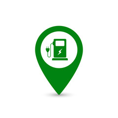 Poster - Electric car charge station map pointer, Vector isolated illustration