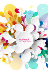 Wall Mural - abstract colored flower background with circles.