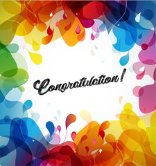 Wall Mural - abstract colored flower background with congratulation text.
