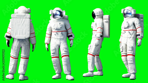 Fotomural  Astronaut stay idle . Green screen. 3d rendering.