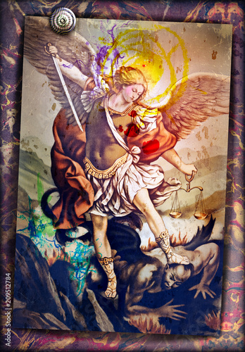 Fotografía Saint Michael the Archangel, sacred image of ancient art, devotional people