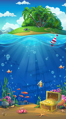 Wall Mural - Island in the ocean - vector illustration