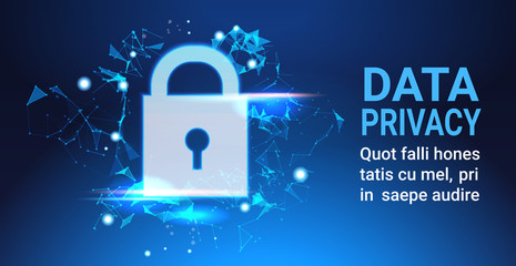 Poster - padlock data protection privacy concept. gdpr. cyber security network background. shielding personal