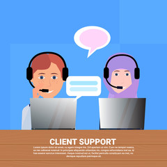 Poster - mix race diverse call center headset agent client support online operator, customer and technical se