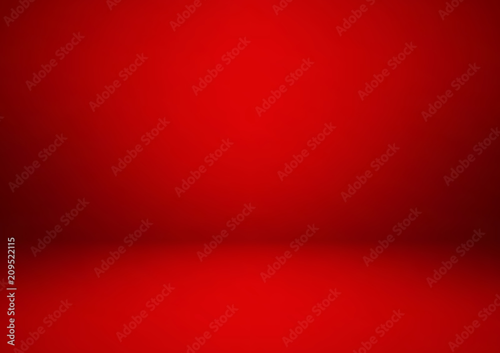 Empty red studio room, used as background for display your products  - obrazy, fototapety, plakaty 