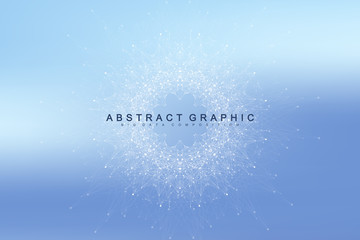 Fototapete - Big data visualization. Graphic abstract background communication. Perspective backdrop visualization. Analytical network complex. Vector illustration.