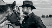 Handsome Cowboy, Horse Rider On Saddle, Horseback Adn Boots