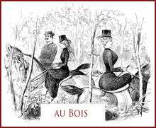 French Satirical Magazine La Vie Parisienne 1888, Riding At Bois De Boulogne, Portraits, Caricatures And Humor