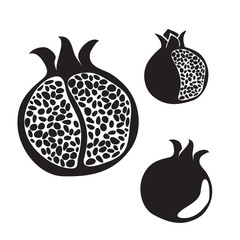 Sticker - Pomegranate silhouette set, hand drawn vector.