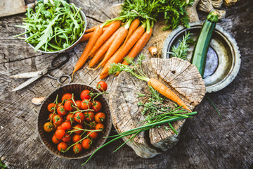 Wall Mural - Vegetables on wood