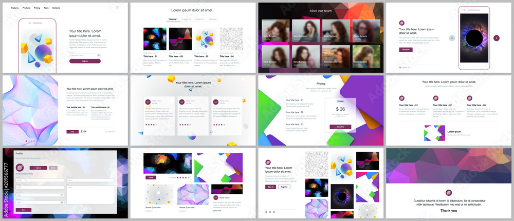 Vector templates for website design, minimal presentations, portfolio ...