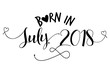 Born in July, 2018' - Nursery vector illustration. Typography illustration for kids or pregnants.  Good for scrap booking, posters, greeting cards, banners, textiles, T-shirts, or gifts, baby clothes