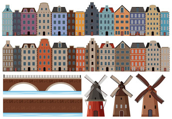 Wall Mural - a set of dutch building