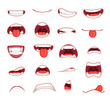 Cartoon mouths. Facial expression surprised mouth with teeth shock shouting smiling and biting lip vector illustration