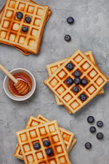 Canvas Print - Belgian waffles with blueberries