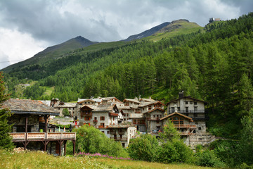 Wall Mural - View of old part of Val d'Isere, ski resort, and commune of the Tarentaise Valley, in the Savoie department (Auvergne-Rhone-Alpes region) in southeastern France.