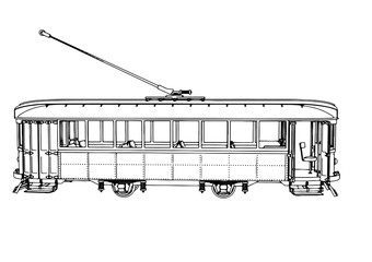 Sticker - sketch of a tram vector