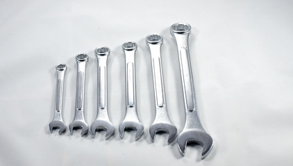 set of spanner isolate white background